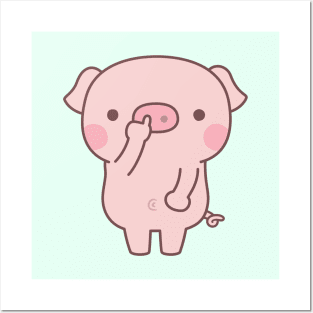 Cute Bored Piggy Digging Nose Posters and Art